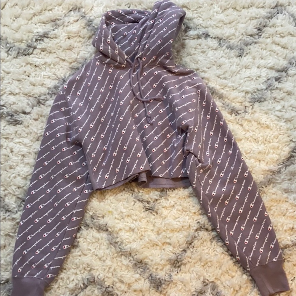 trendy champion cropped hoodie